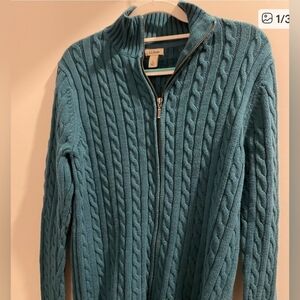 L.L.Bean Teal Cable Knit Sweater